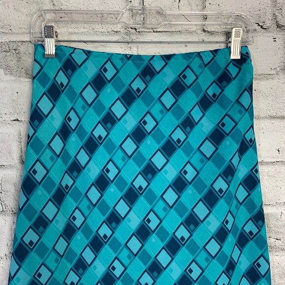 Vintage Geometric Print Semi Sheer Chiffon Retro Midi Skirt - Picture 2 of 11